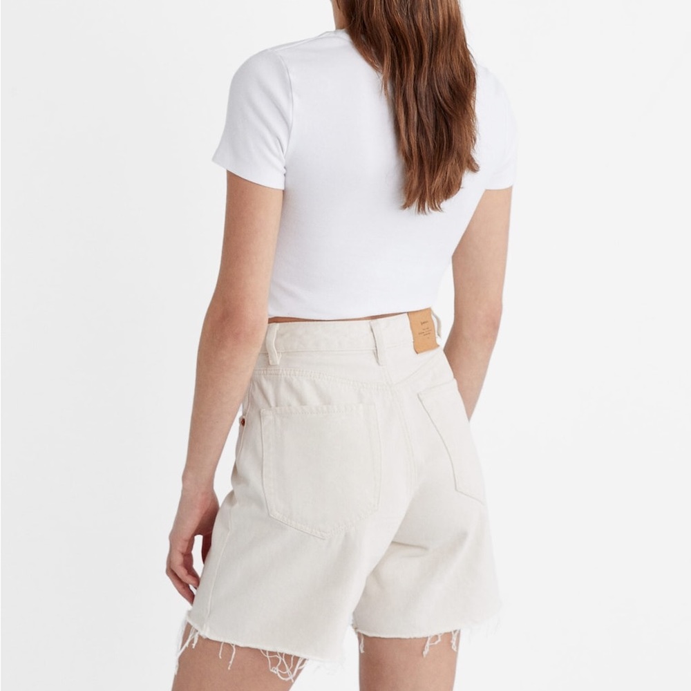 Beige High-waist shorts, mom fit